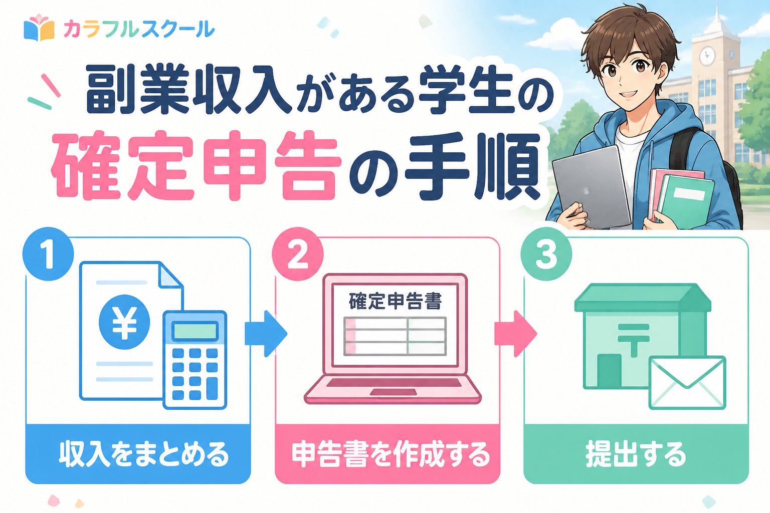副業・クリエイター 副業収入がある学生の確定申告の手順