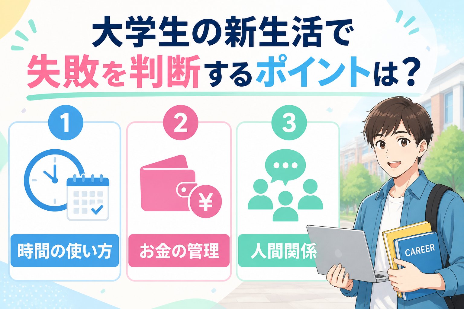 大学生活・新生活 大学生の新生活で失敗を判断するポイントは？