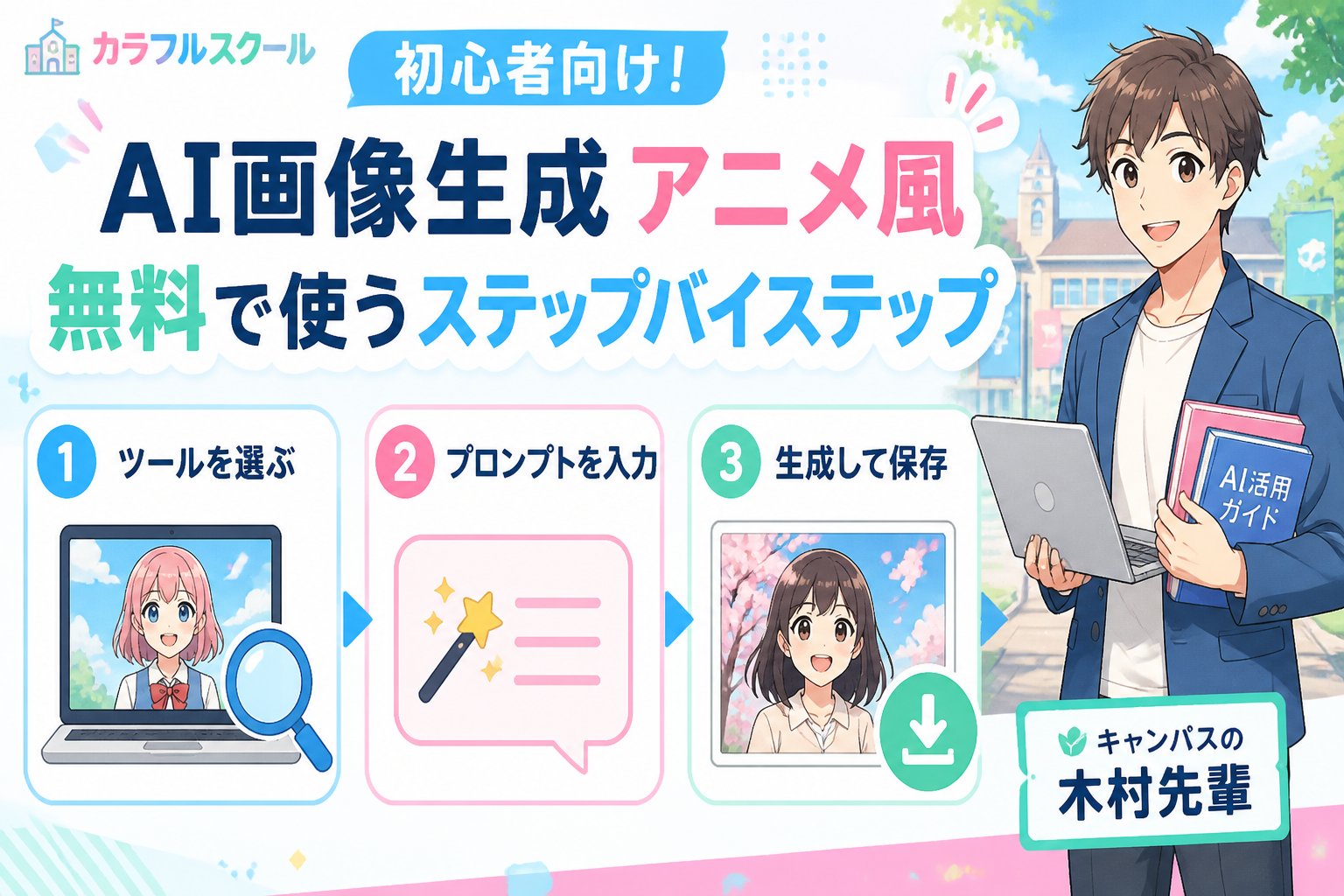 AI画像生成 初心者向け！AI画像生成 アニメ風 無料で使うステップバイステップ