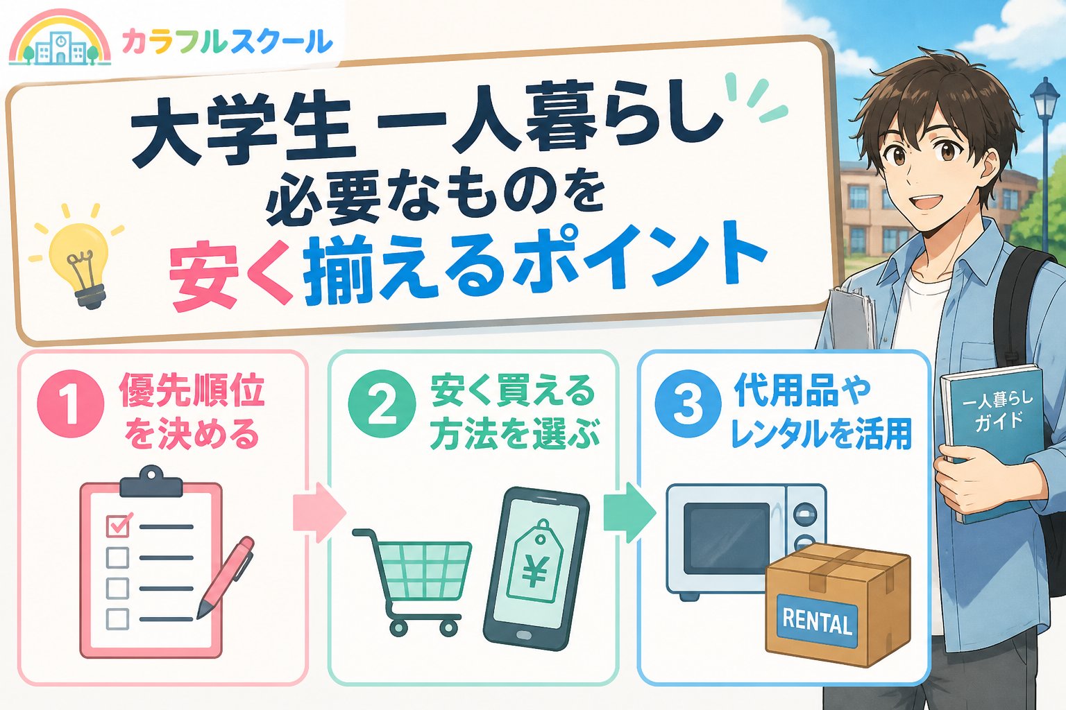 大学生活・新生活 大学生 一人暮らし 必要なものを安く揃えるポイント
