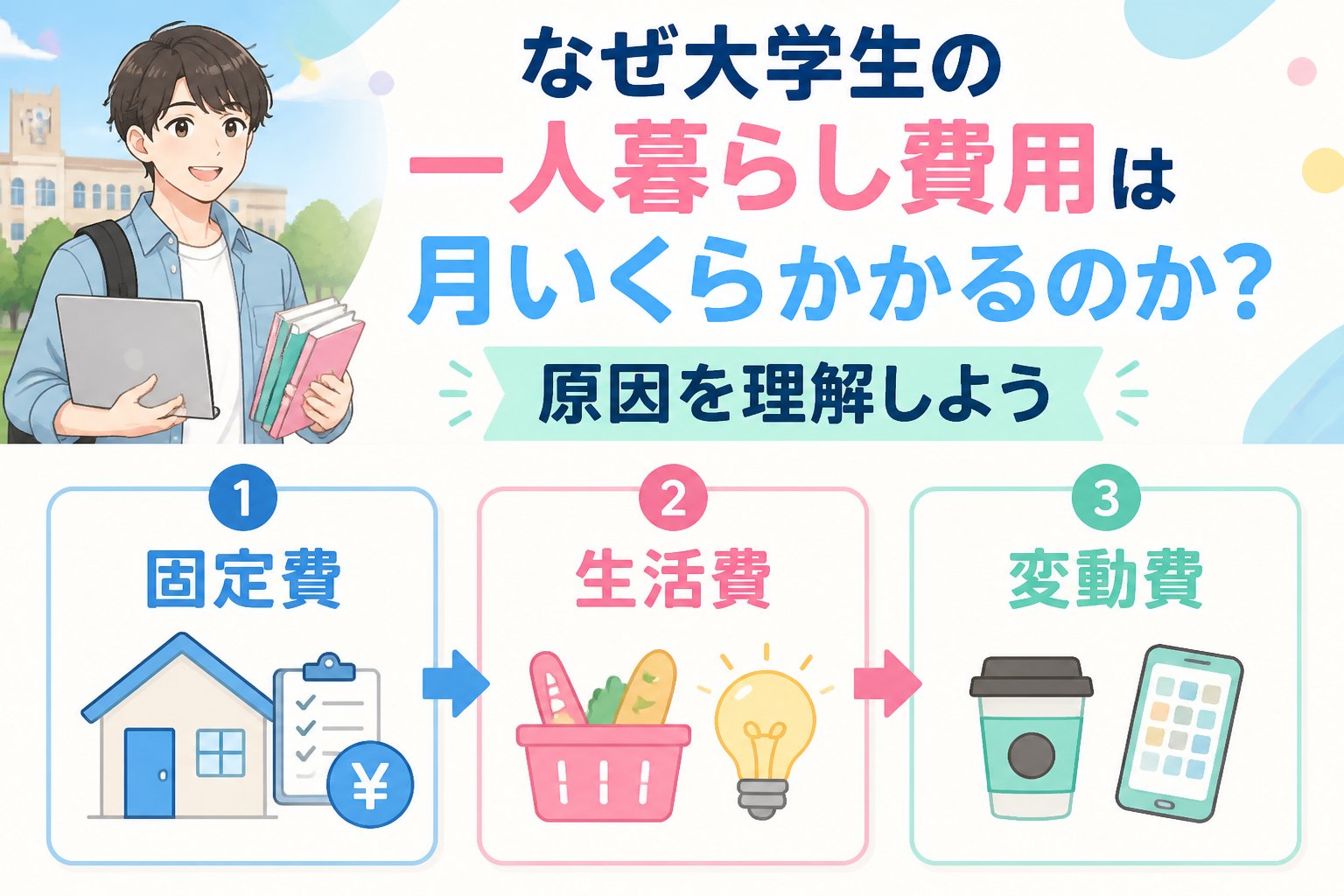 大学生活・新生活 なぜ大学生の一人暮らし費用は月いくらかかるのか?原因を理解しよう