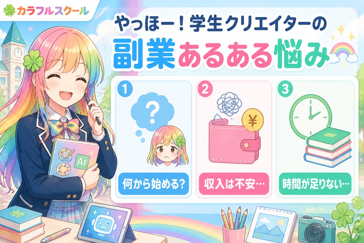 副業・クリエイター やっほー！学生クリエイターの副業あるある悩み🌈