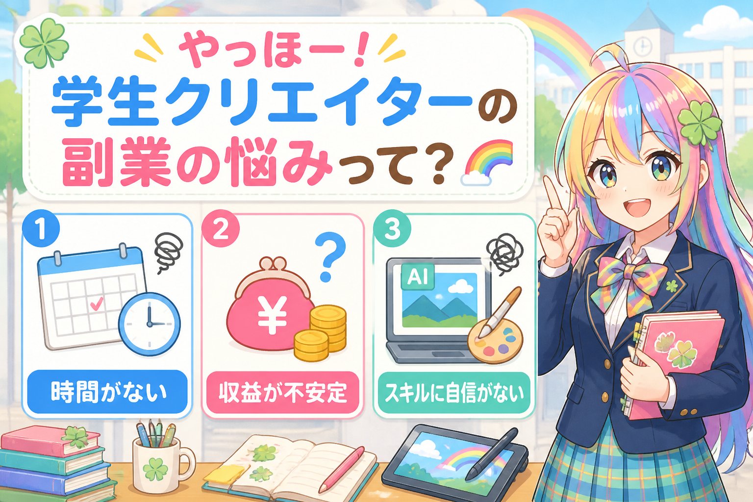 副業・クリエイター やっほー!学生クリエイターの副業の悩みって?🌈