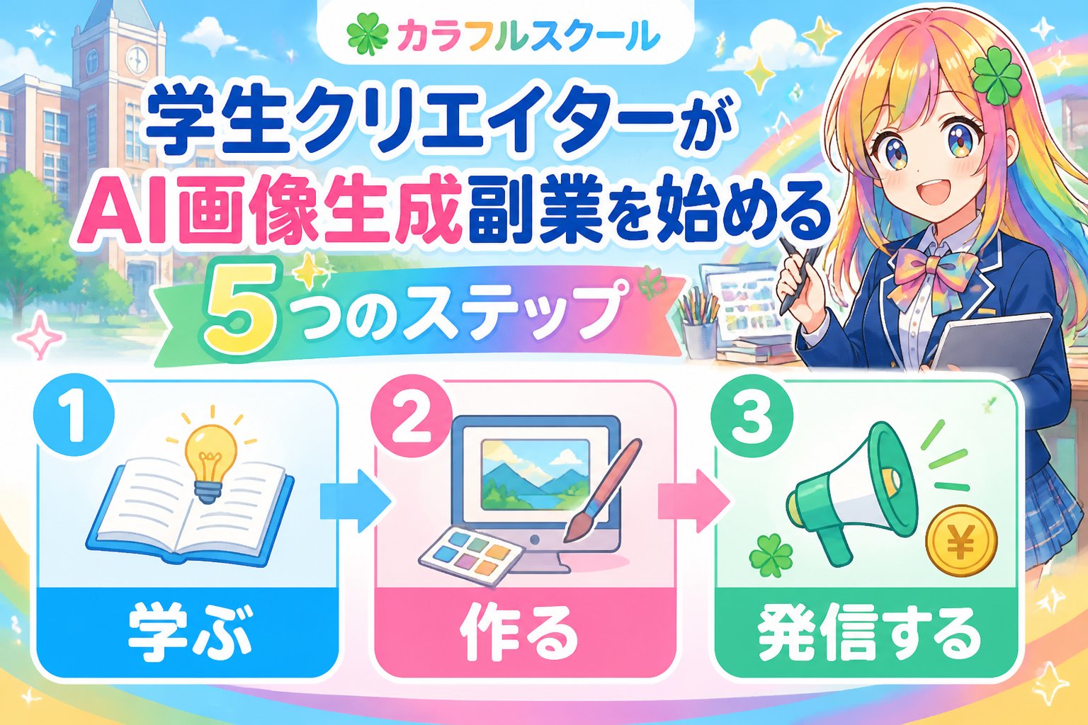 AI画像生成 学生クリエイターがAI画像生成副業を始める5つのステップ