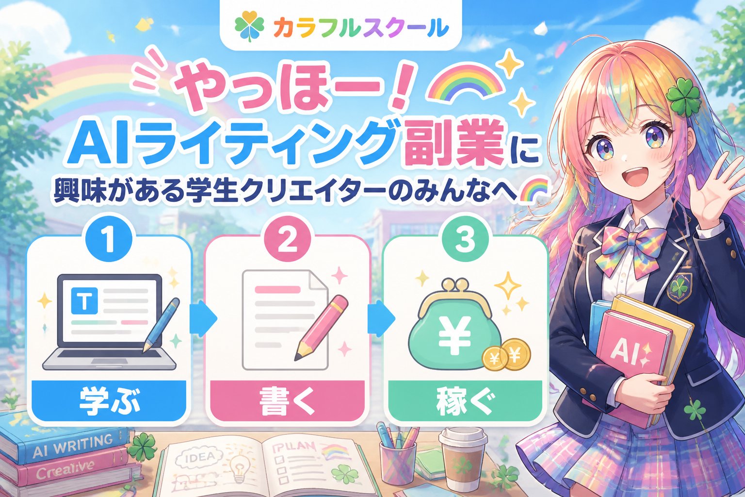 副業・クリエイター やっほー！AIライティング副業に興味がある学生クリエイターのみんなへ🌈
