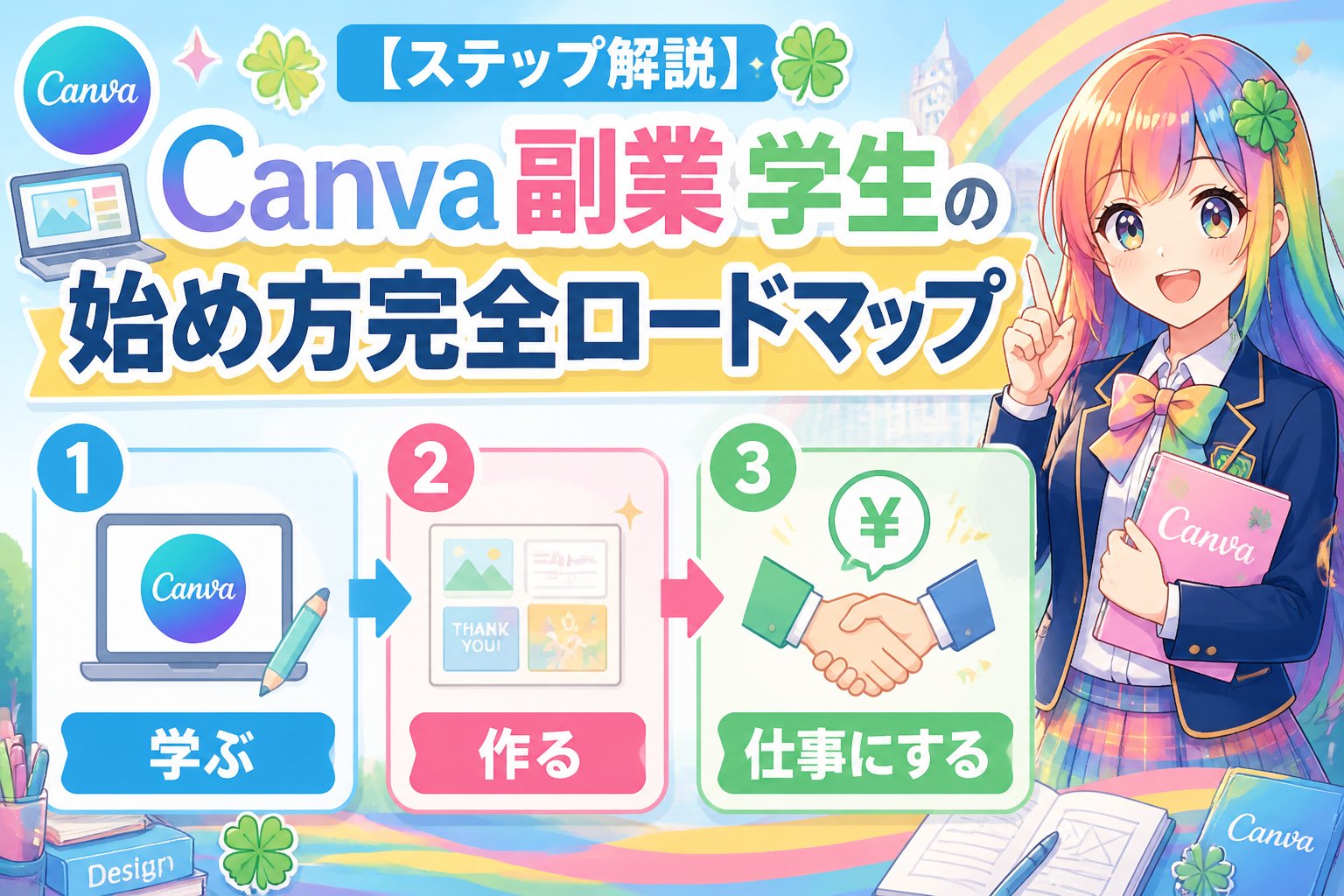 副業・クリエイター 【ステップ解説】Canva 副業 学生の始め方完全ロードマップ