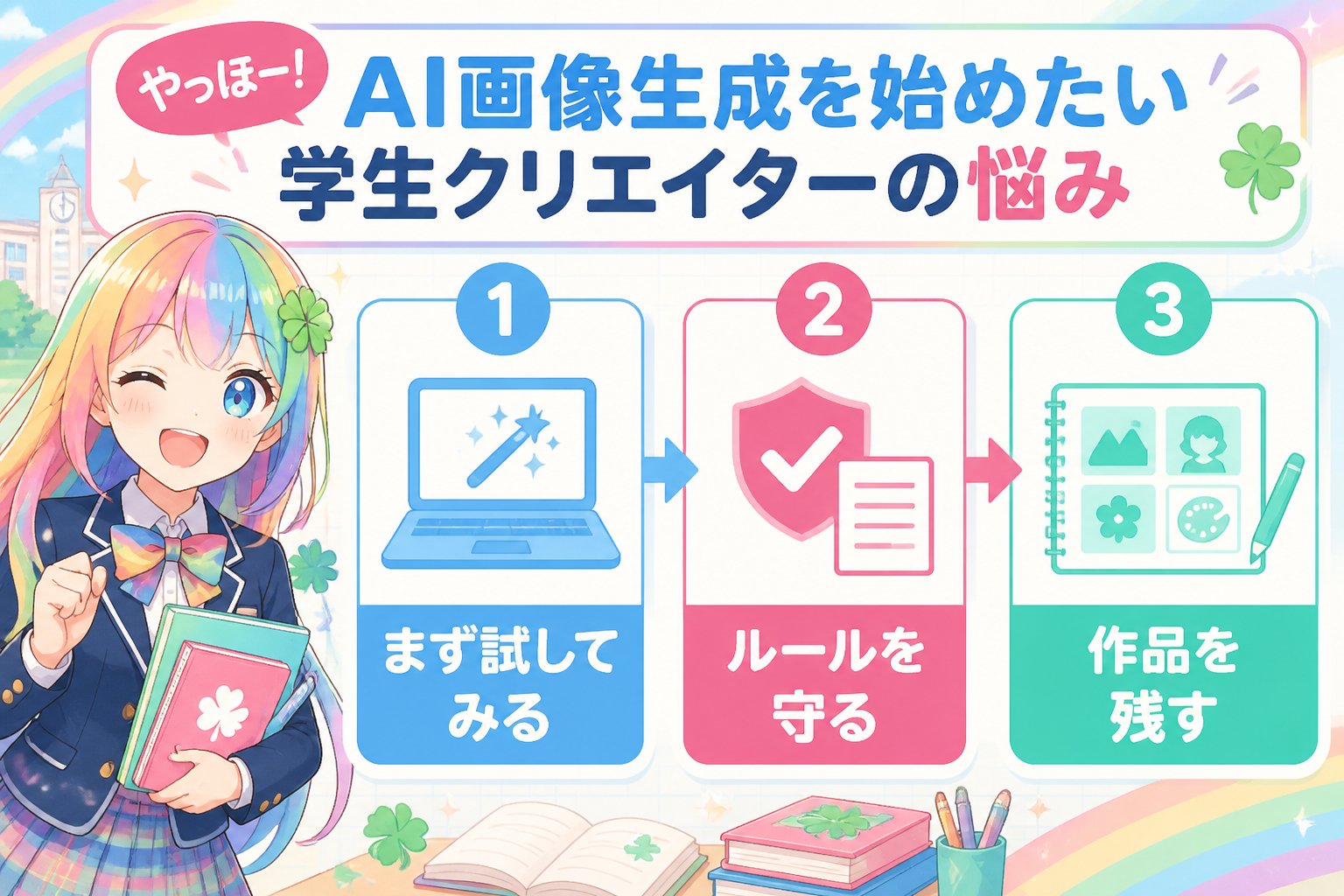 AI画像生成 やっほー!AI画像生成を始めたい学生クリエイターの悩み