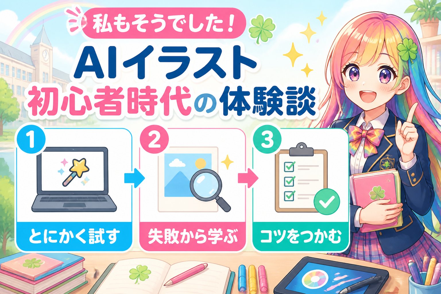 AI画像生成 私もそうでした！AIイラスト初心者時代の体験談