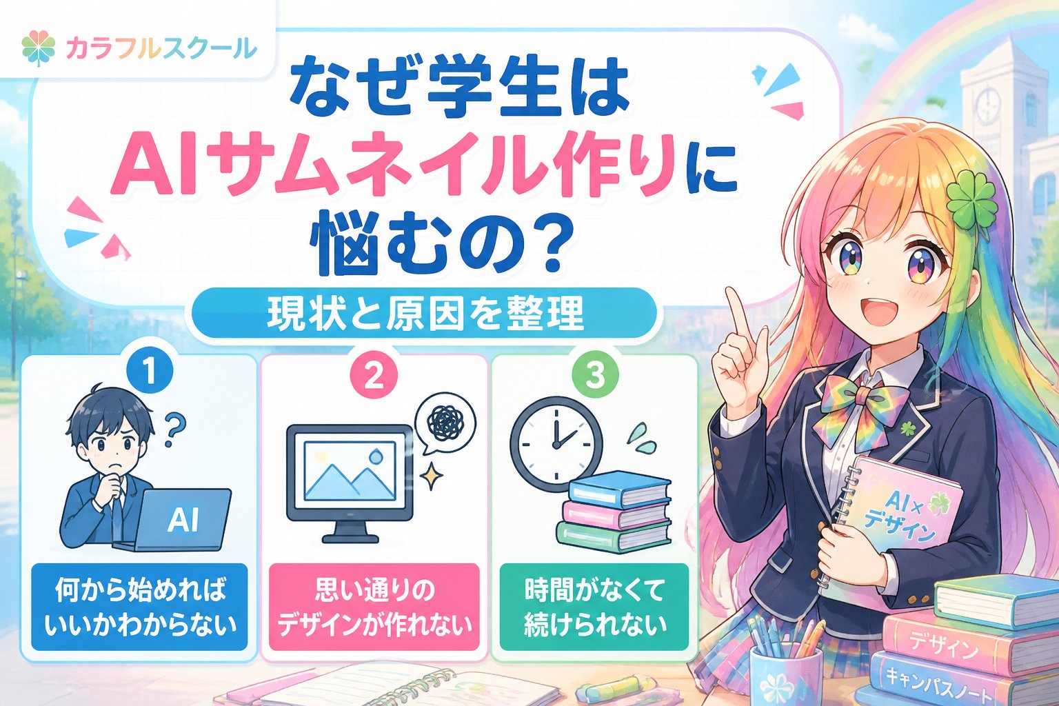 AI画像生成 なぜ学生はAIサムネイル作りに悩むの？現状と原因を整理