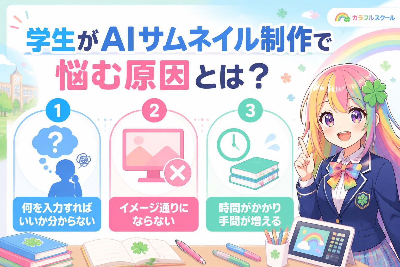 AI画像生成 学生がAIサムネイル制作で悩む原因とは?