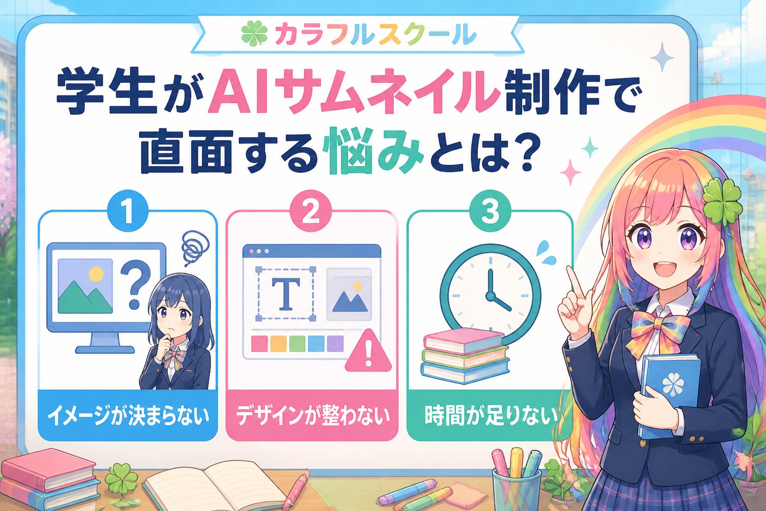 AI画像生成 学生がAIサムネイル制作で直面する悩みとは？