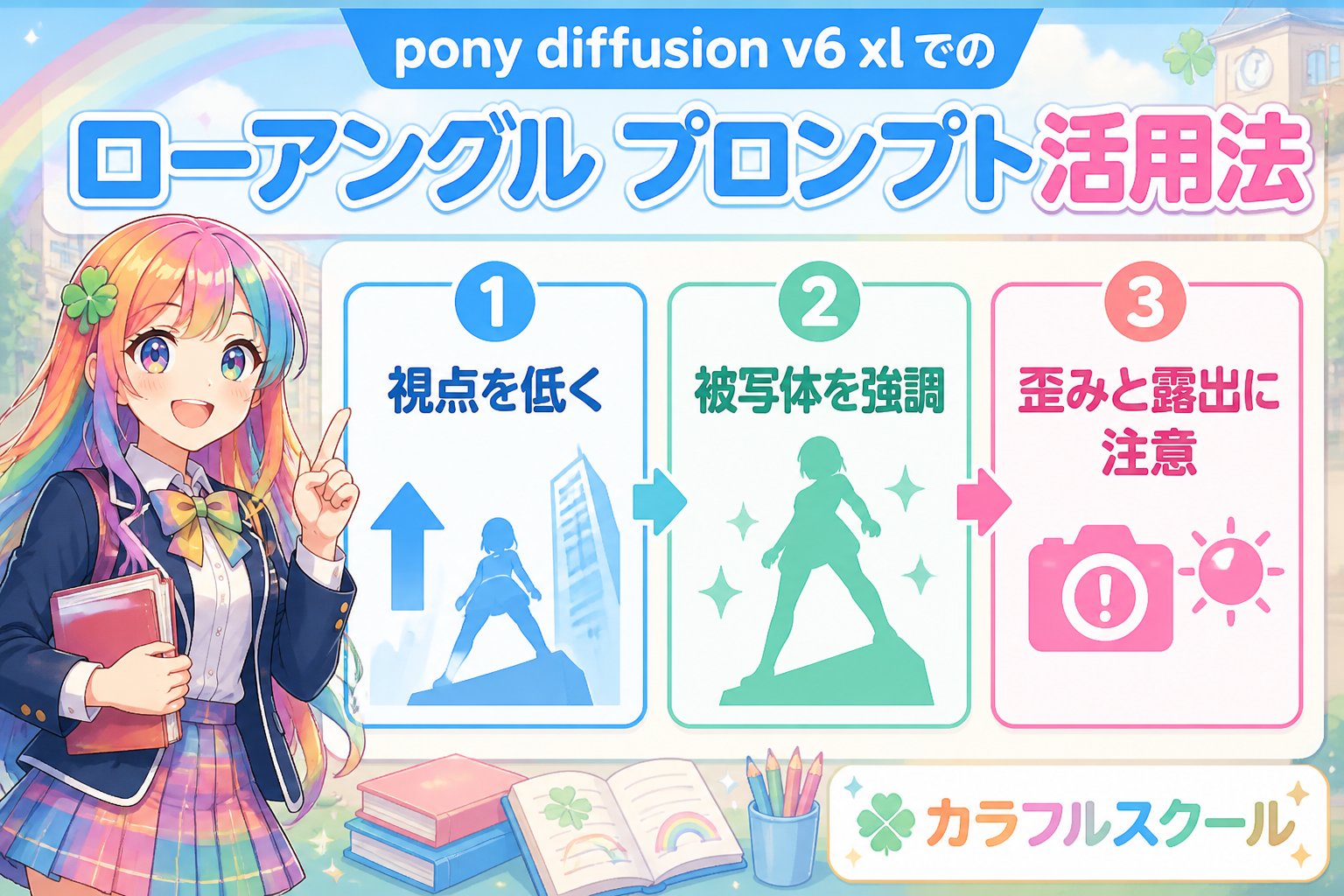 gsc_priority pony diffusion v6 xl でのローアングル プロンプト活用法