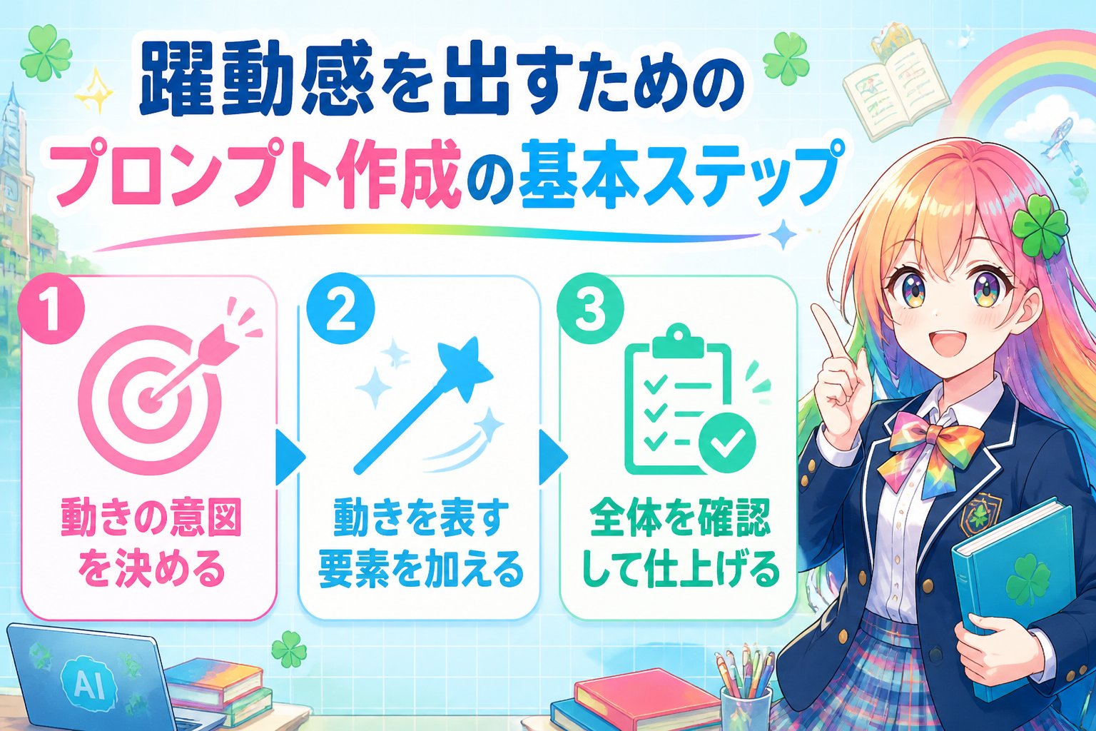 gsc_priority 躍動感を出すためのプロンプト作成の基本ステップ