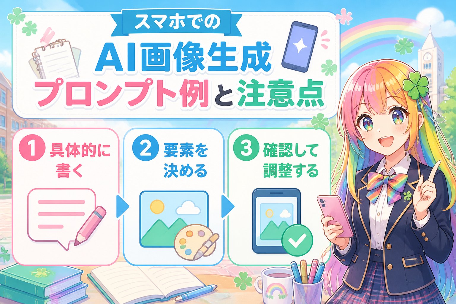 AI画像生成 スマホでのAI画像生成プロンプト例と注意点