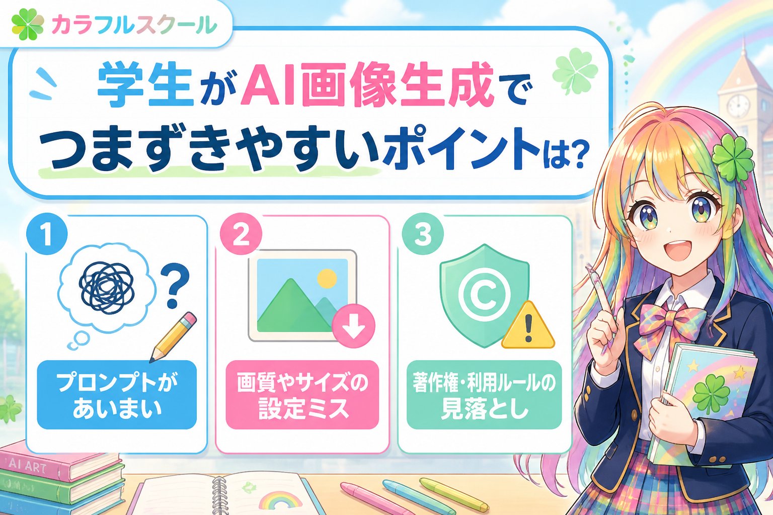 AI画像生成 学生がAI画像生成でつまずきやすいポイントは？