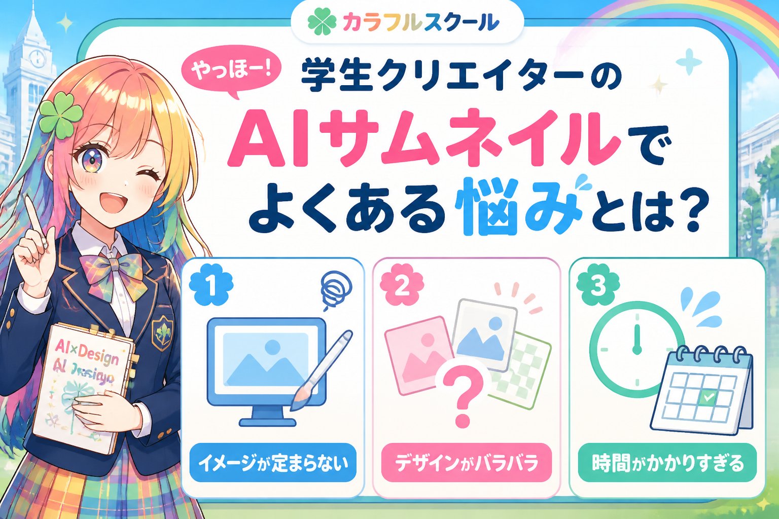 AI画像生成 やっほー！学生クリエイターのAIサムネイルでよくある悩みとは？