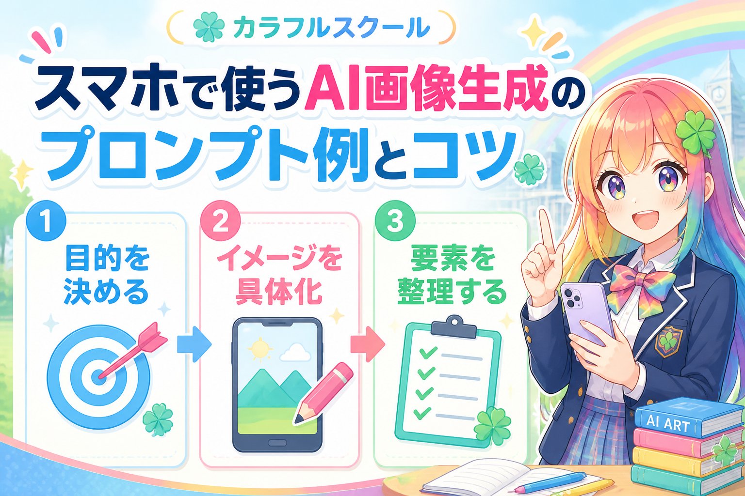 AI画像生成 スマホで使うAI画像生成のプロンプト例とコツ