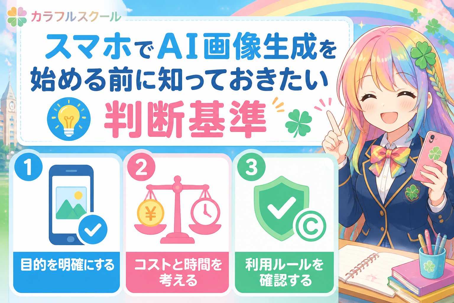 AI画像生成 スマホでAI画像生成を始める前に知っておきたい判断基準