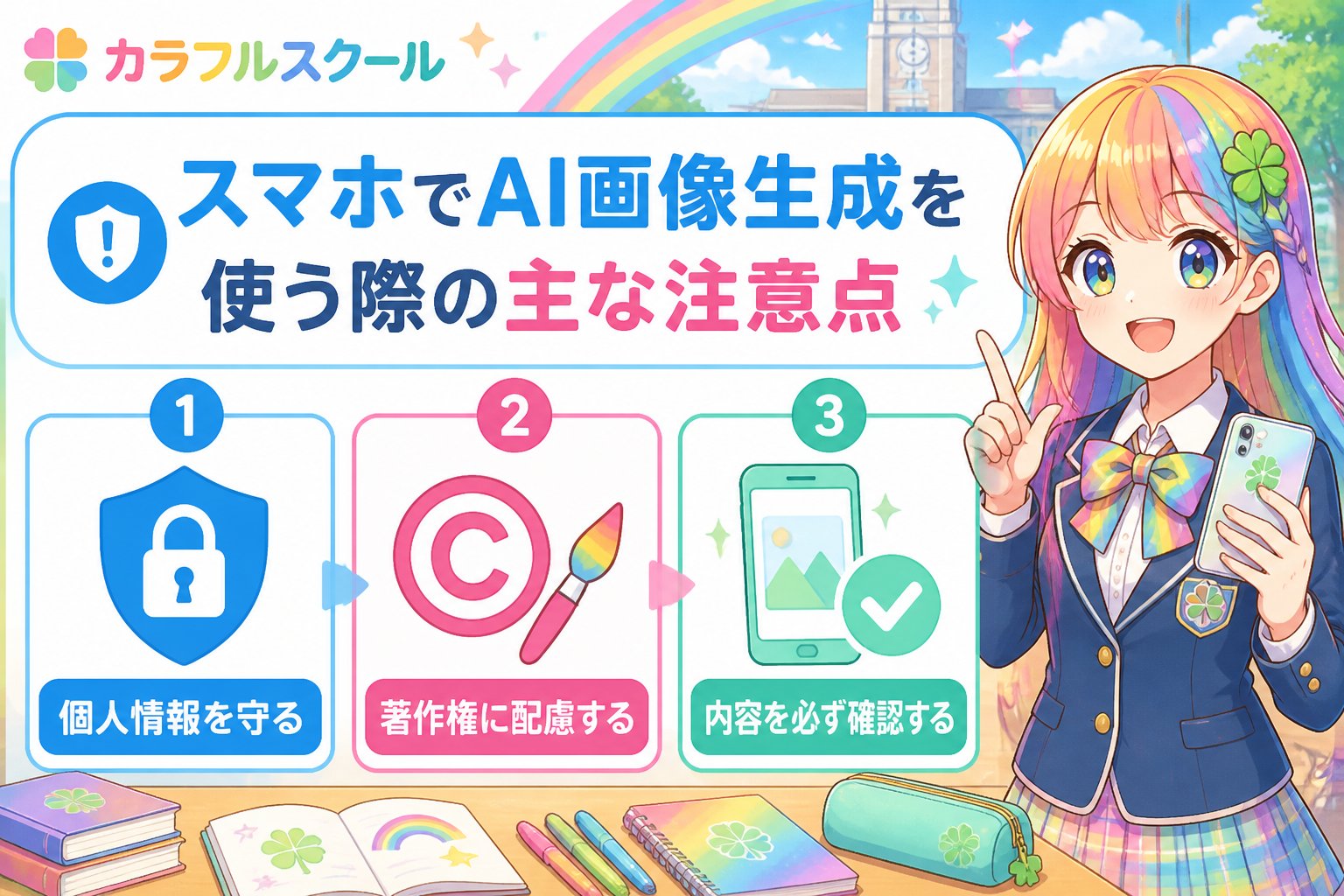 AI画像生成 スマホでAI画像生成を使う際の主な注意点