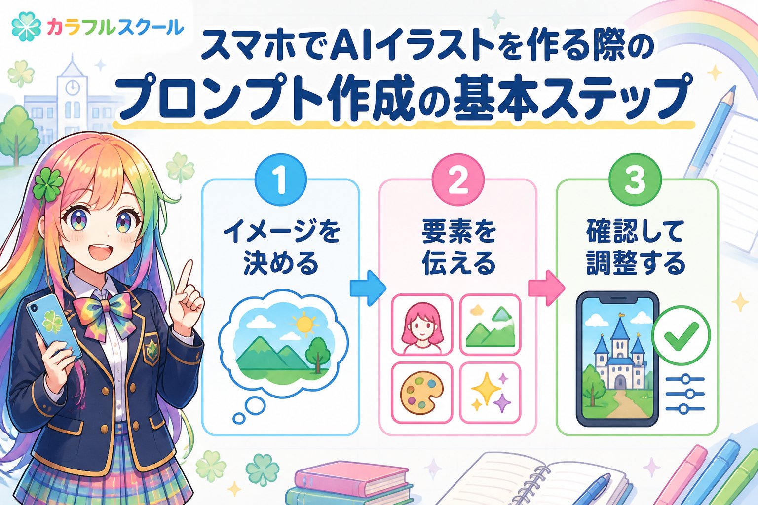 AI画像生成 スマホでAIイラストを作る際のプロンプト作成の基本ステップ
