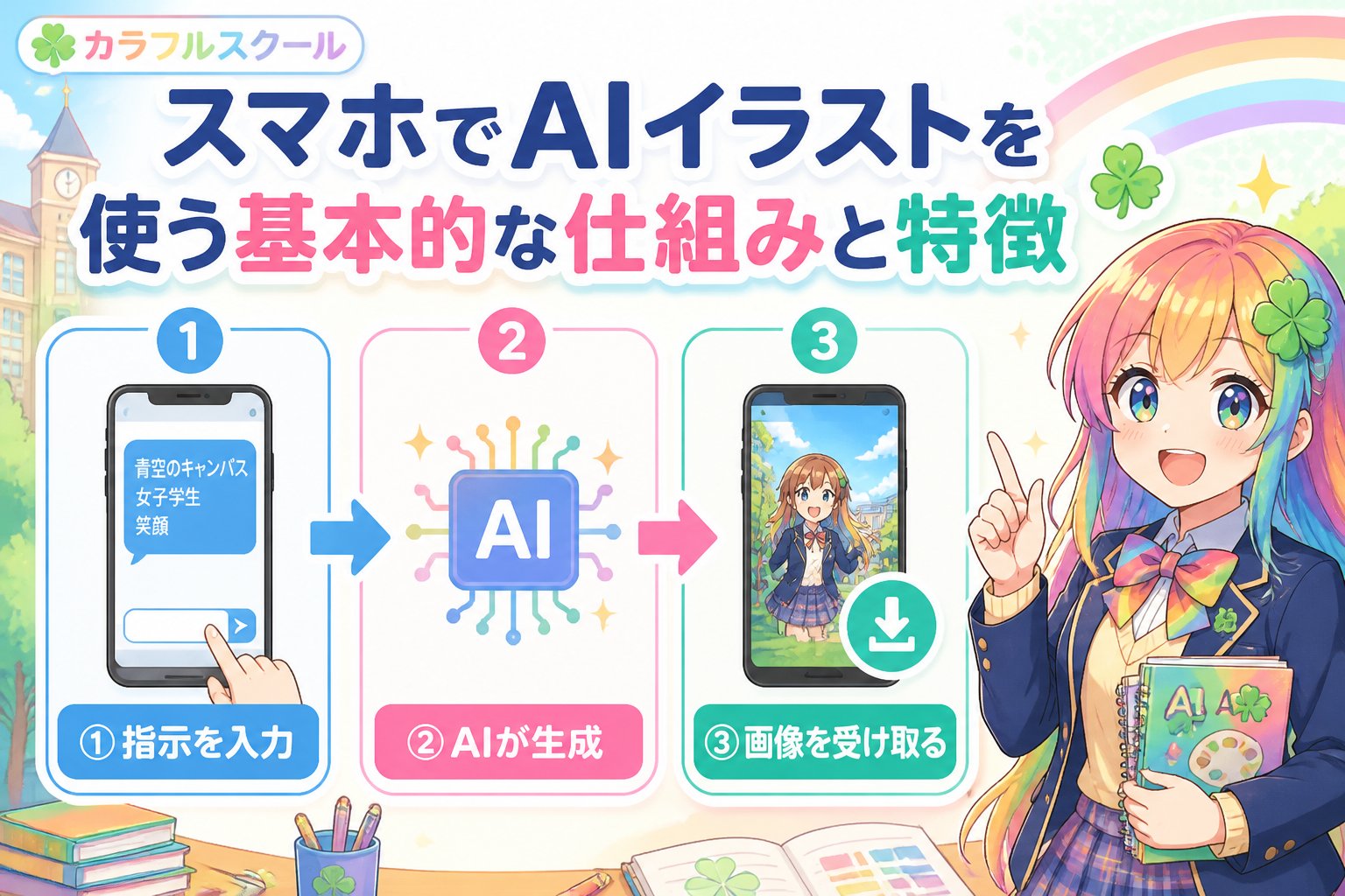 AI画像生成 スマホでAIイラストを使う基本的な仕組みと特徴