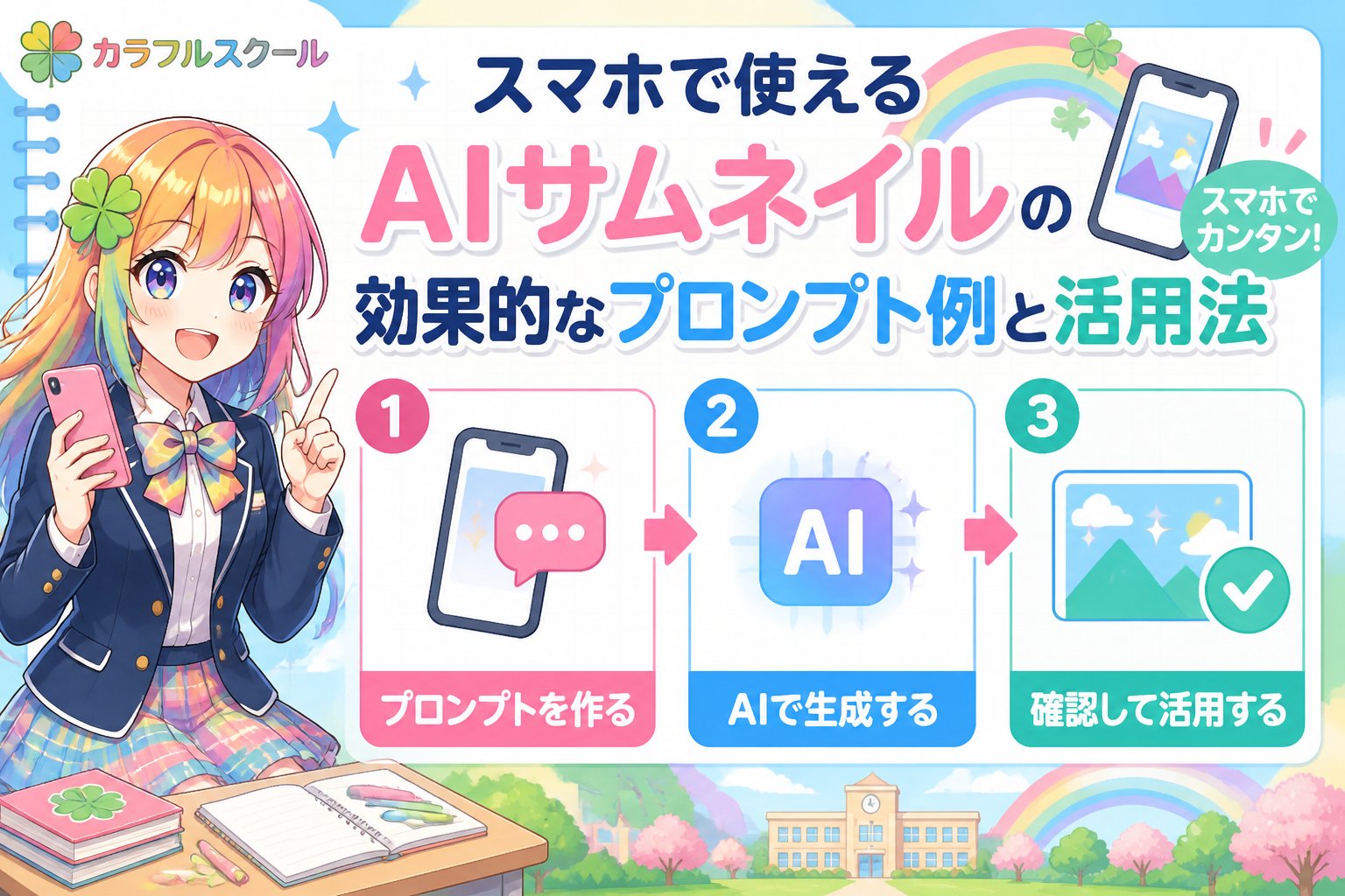 AI画像生成 スマホで使えるAIサムネイルの効果的なプロンプト例と活用法