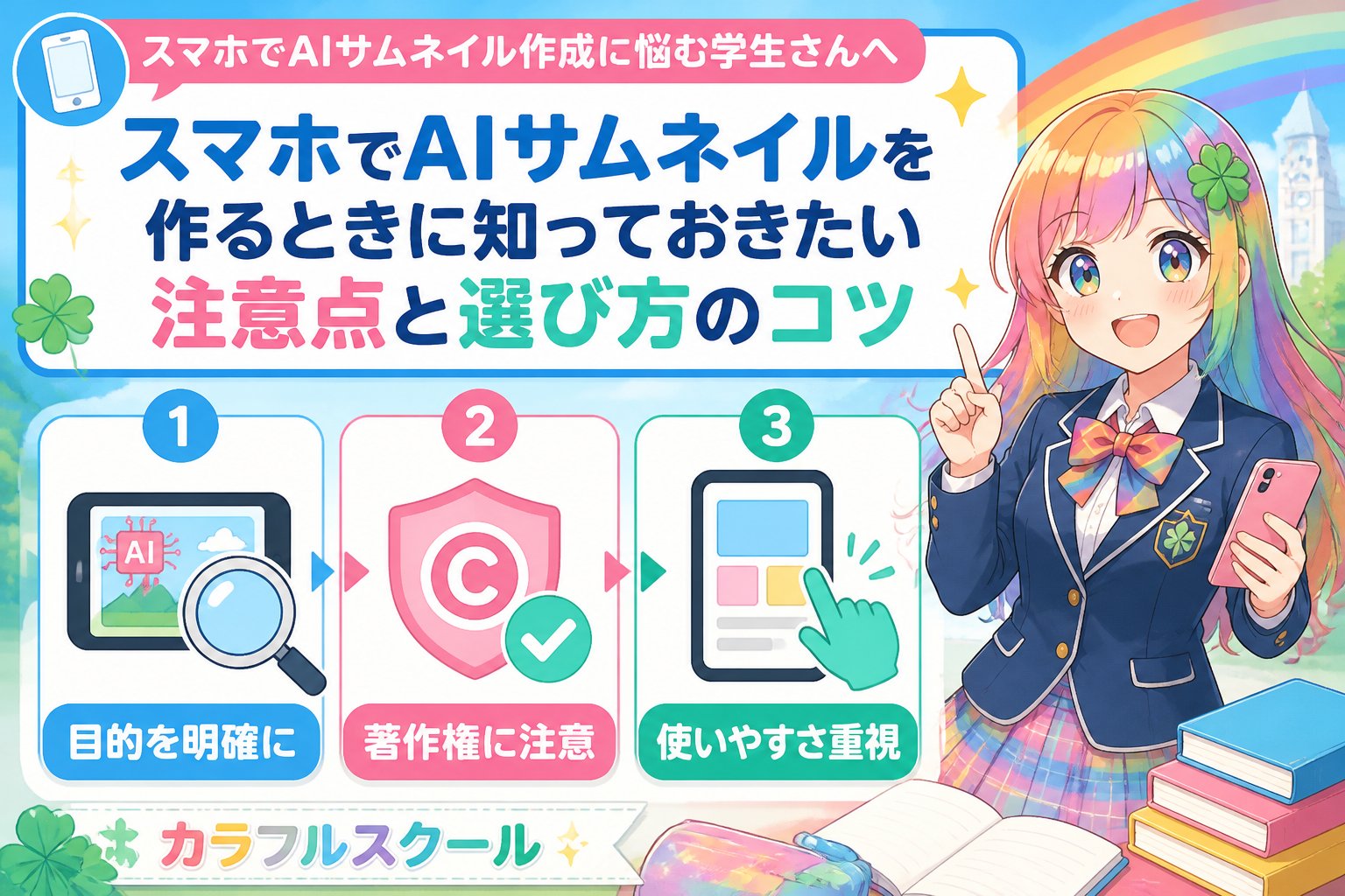 AI画像生成 スマホでAIサムネイル作成に悩む学生さんへ