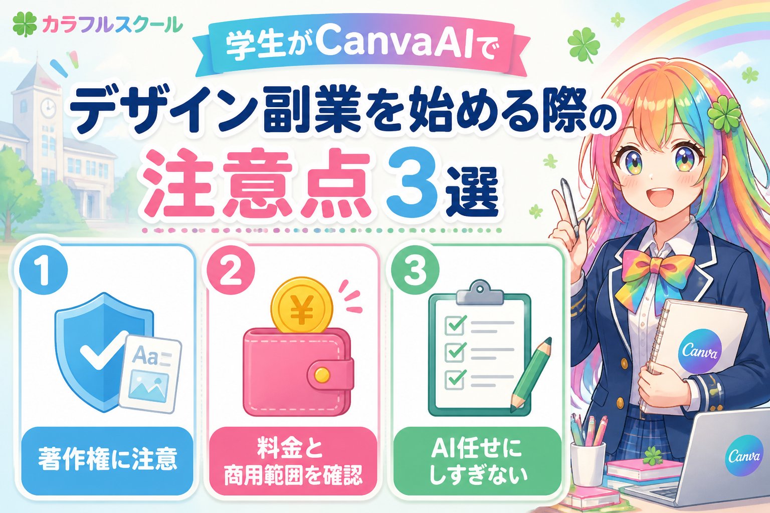 副業・クリエイター 学生がCanvaAIでデザイン副業を始める際の注意点3選