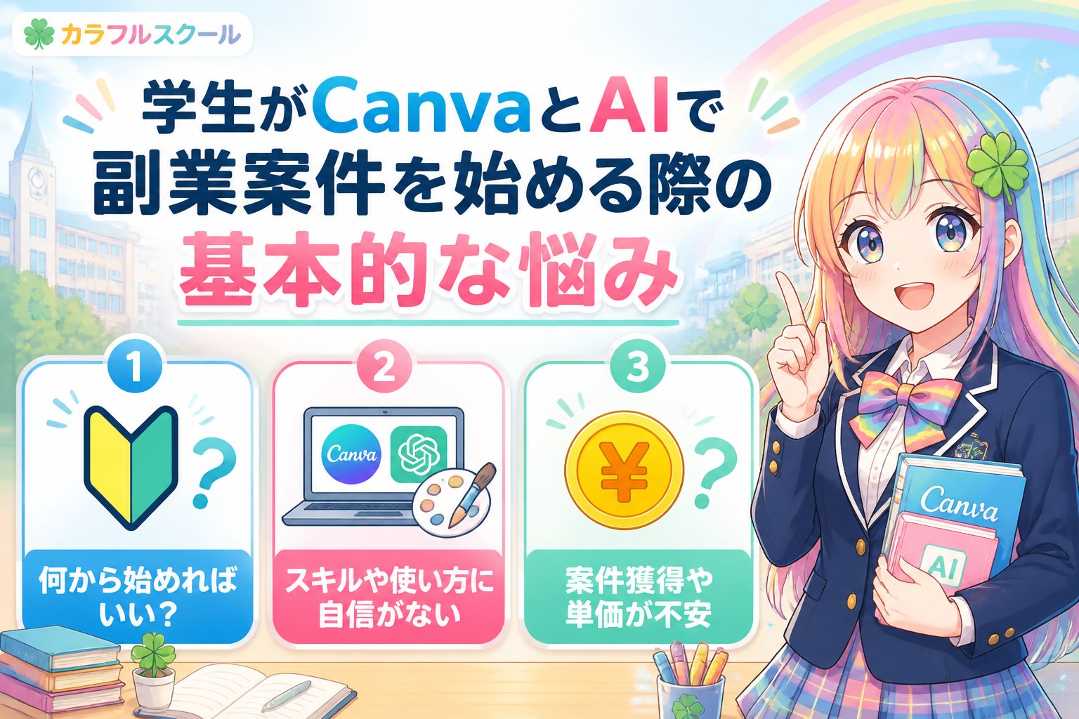 副業・クリエイター 学生がCanvaとAIで副業案件を始める際の基本的な悩み