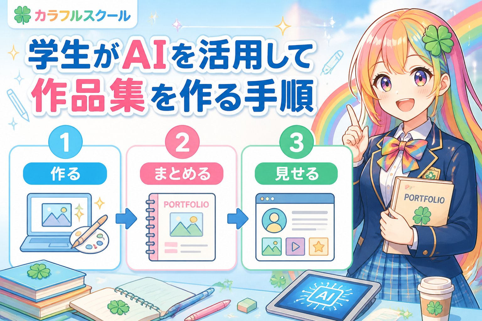 副業・クリエイター 学生がAIを活用して作品集を作る手順をステップで解説