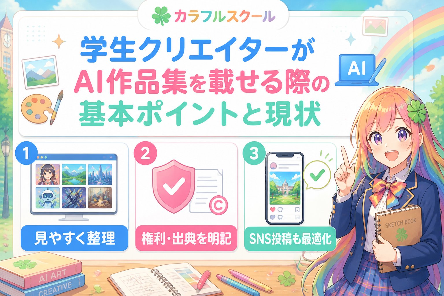 副業・クリエイター 学生クリエイターがAI作品集を載せる際の基本ポイントと現状