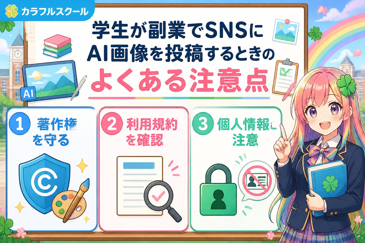 副業・クリエイター 学生が副業でSNSにAI画像を投稿するときのよくある注意点