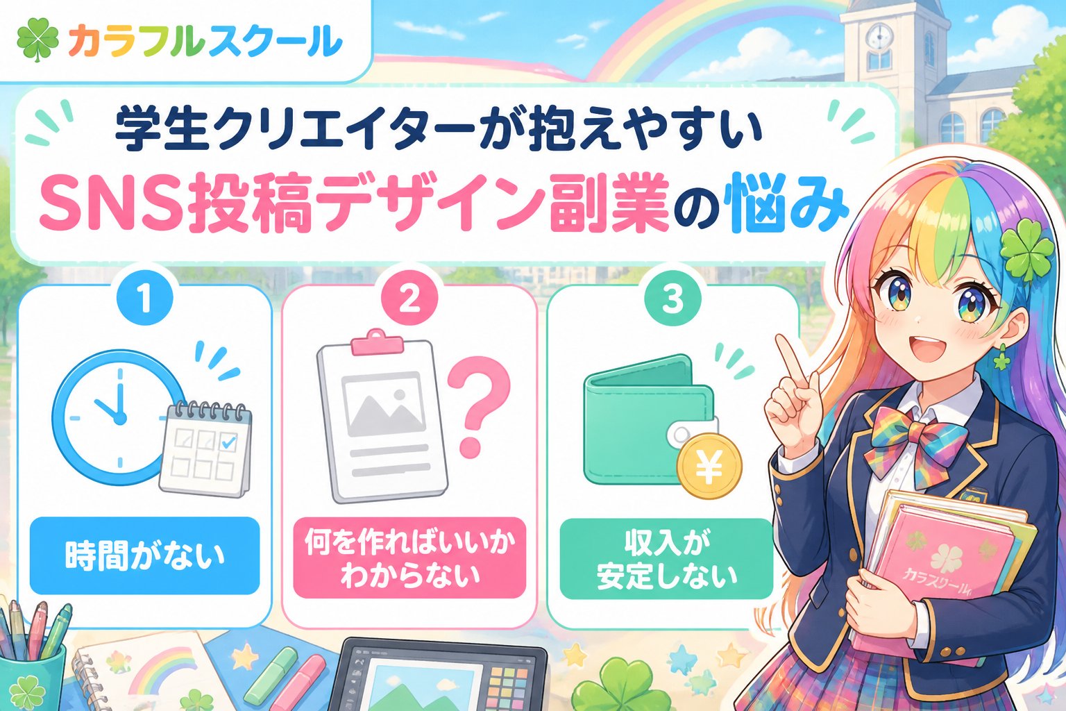 副業・クリエイター 学生クリエイターが抱えやすいSNS投稿デザイン副業の悩み