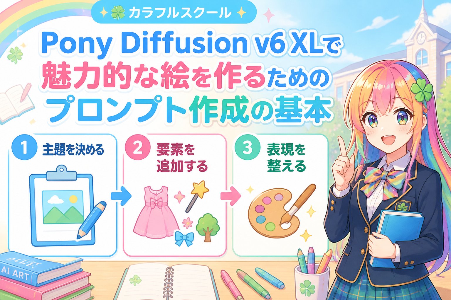 gsc_priority Pony Diffusion v6 XLで魅力的な絵を作るためのプロンプト作成の基本