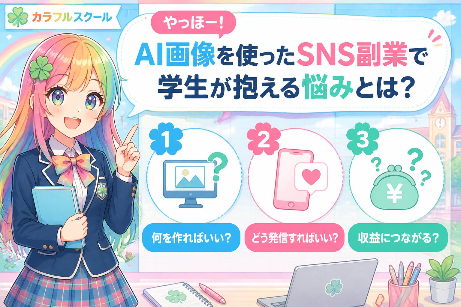 副業・クリエイター やっほー！AI画像を使ったSNS副業で学生が抱える悩みとは？