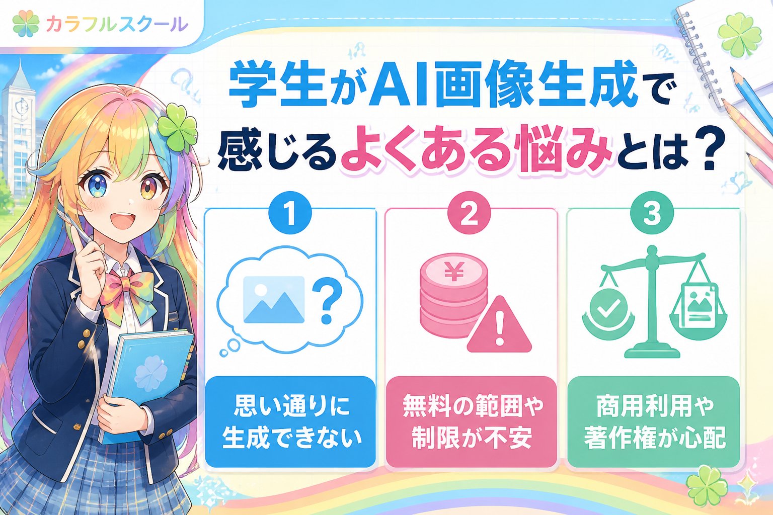 AI画像生成 学生がAI画像生成で感じるよくある悩みとは？