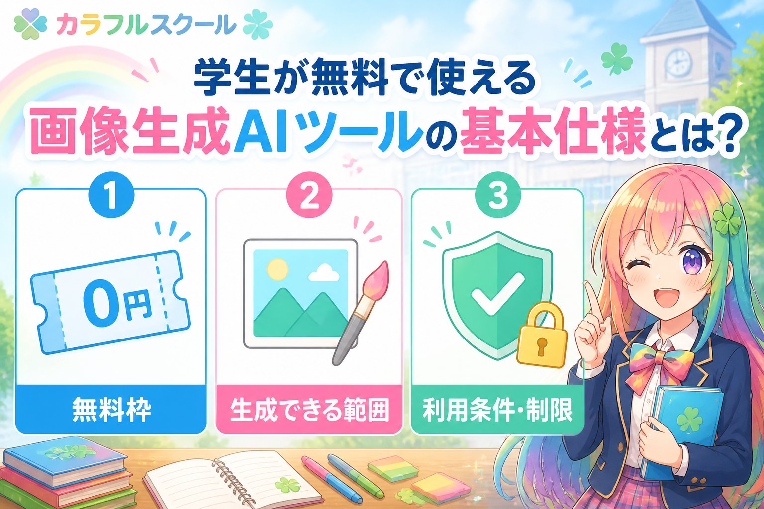 AI画像生成 学生が無料で使える画像生成AIツールの基本仕様とは？