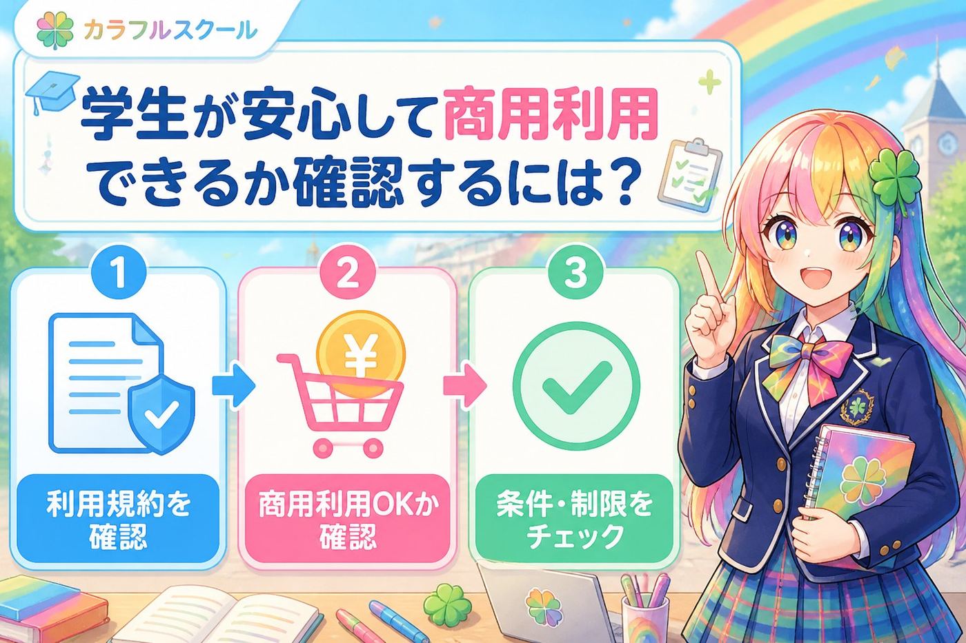 AI画像生成 学生が安心して商用利用できるか確認するには？