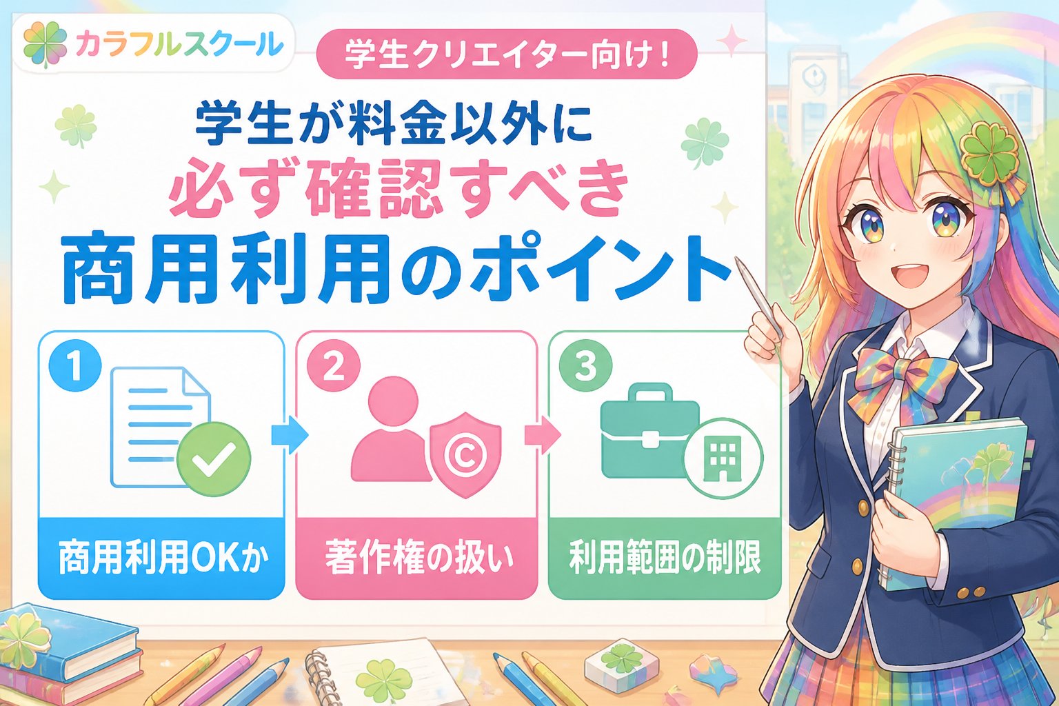 AI画像生成 学生が料金以外に必ず確認すべき商用利用のポイント