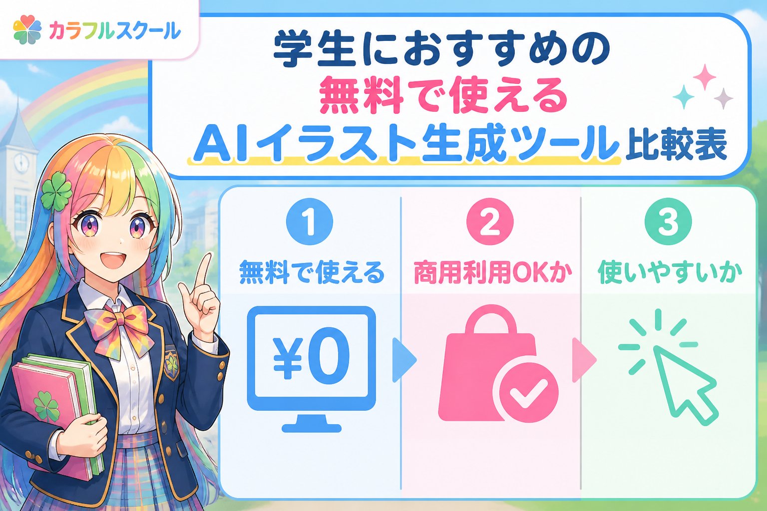 AI画像生成 学生におすすめの無料で使えるAIイラスト生成ツール比較表