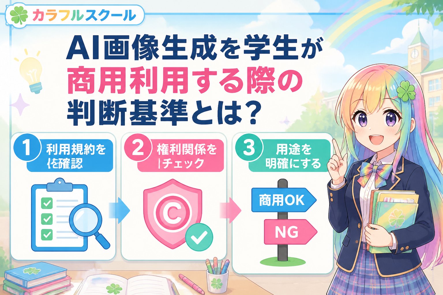 AI画像生成 AI画像生成を学生が商用利用する際の判断基準とは？