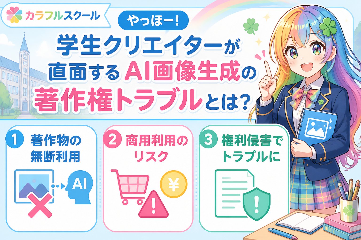 AI画像生成 やっほー！学生クリエイターが直面するAI画像生成の著作権トラブルとは？