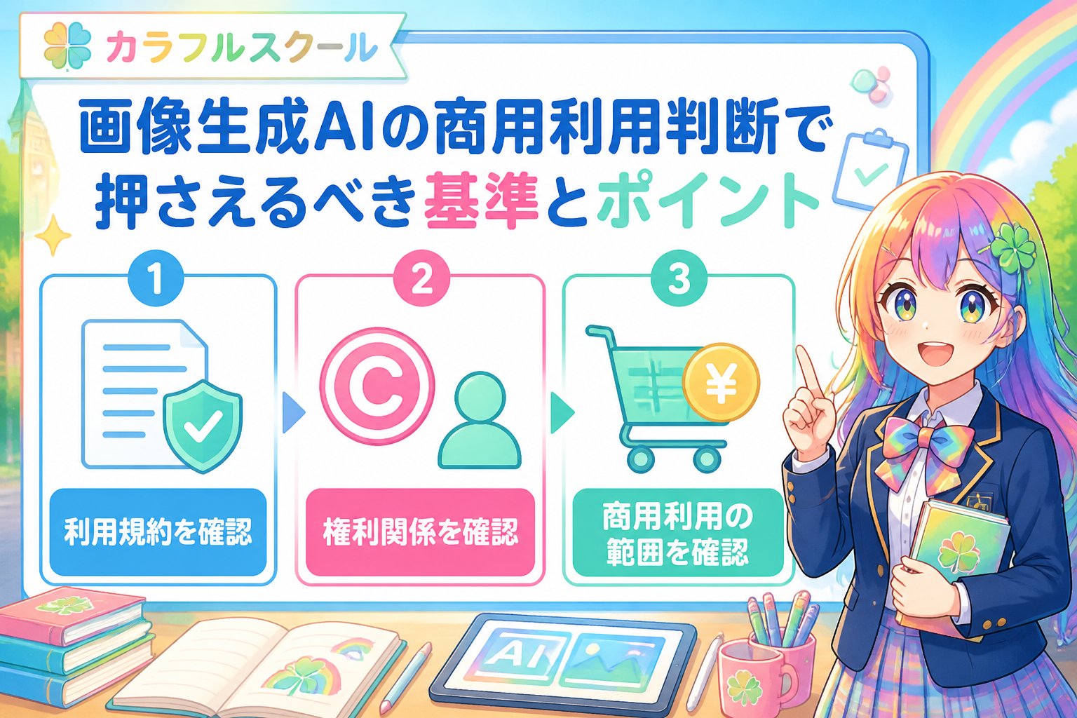 AI画像生成 画像生成AIの商用利用判断で押さえるべき基準とポイント