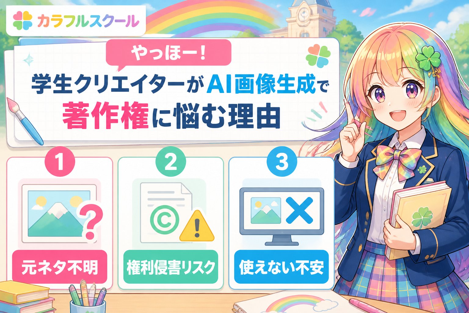 AI画像生成 やっほー！学生クリエイターがAI画像生成で著作権に悩む理由