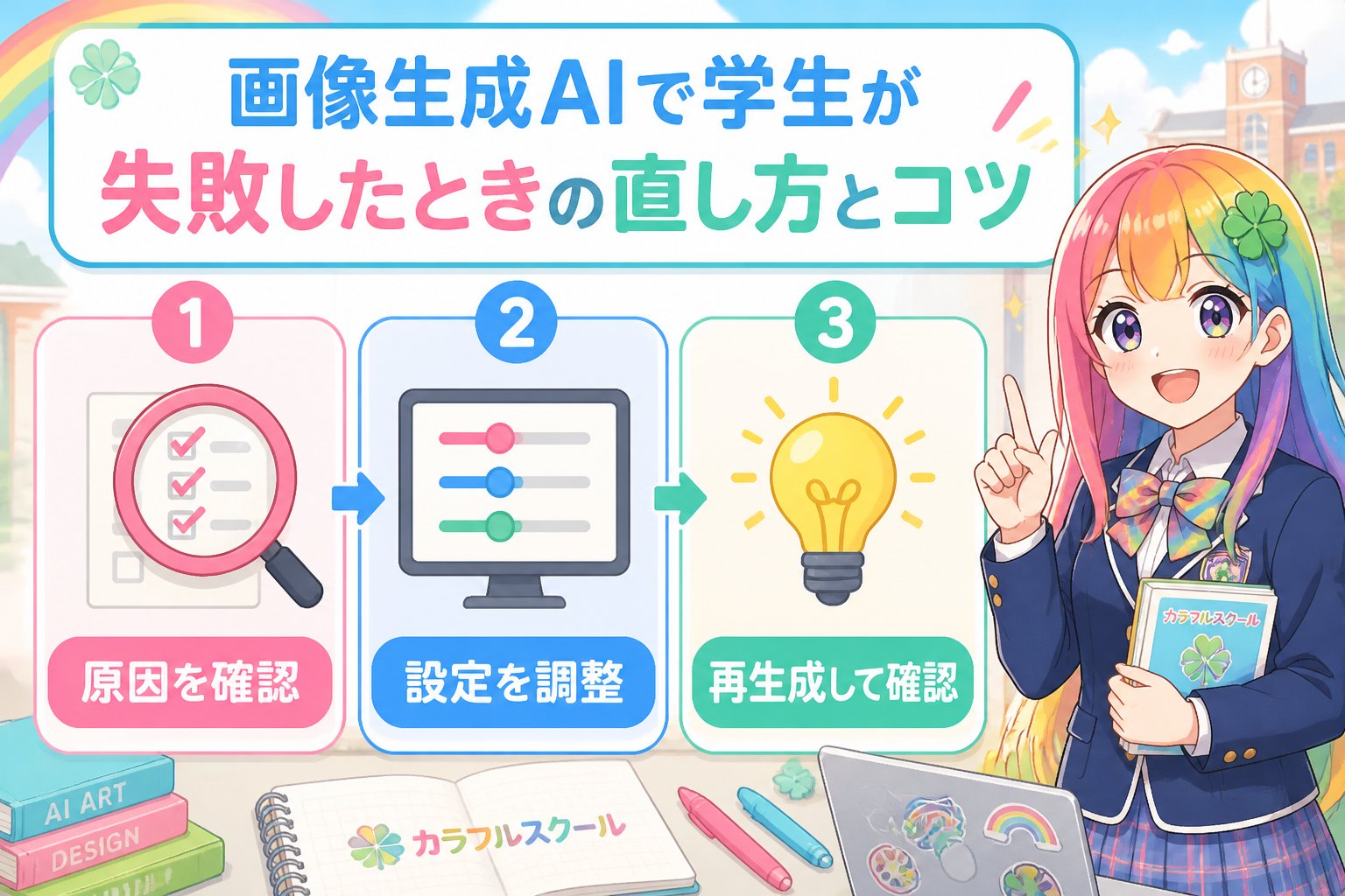 AI画像生成 画像生成AIで学生が失敗したときの直し方とコツ