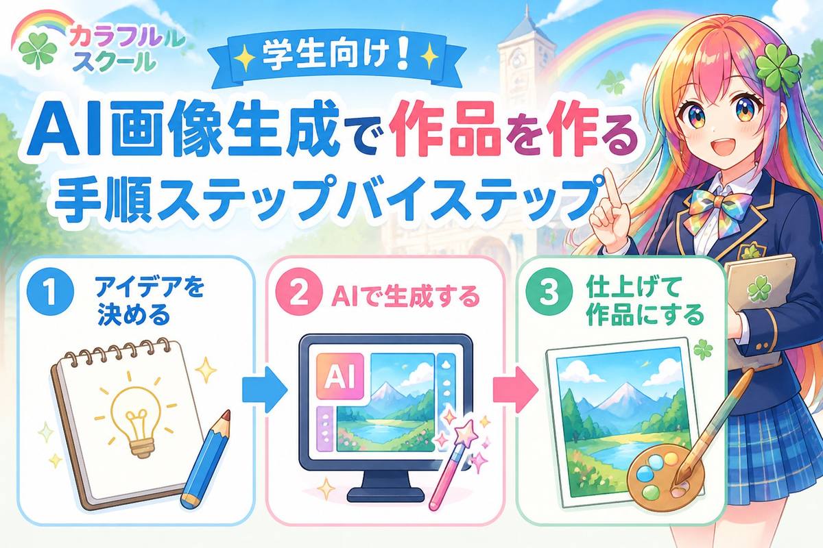 AI画像生成 学生向け！AI画像生成で作品を作る手順ステップバイステップ