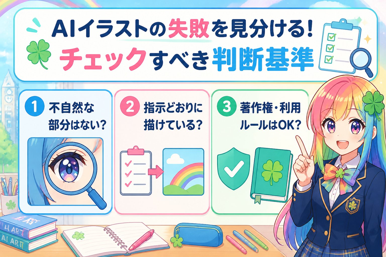 AI画像生成 AIイラストの失敗を見分ける！チェックすべき判断基準