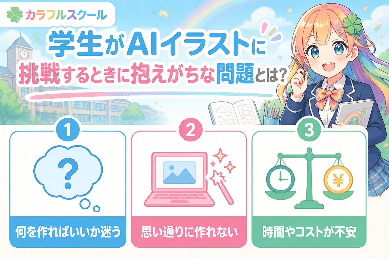 AI画像生成 学生がAIイラストに挑戦するときに抱えがちな問題とは？
