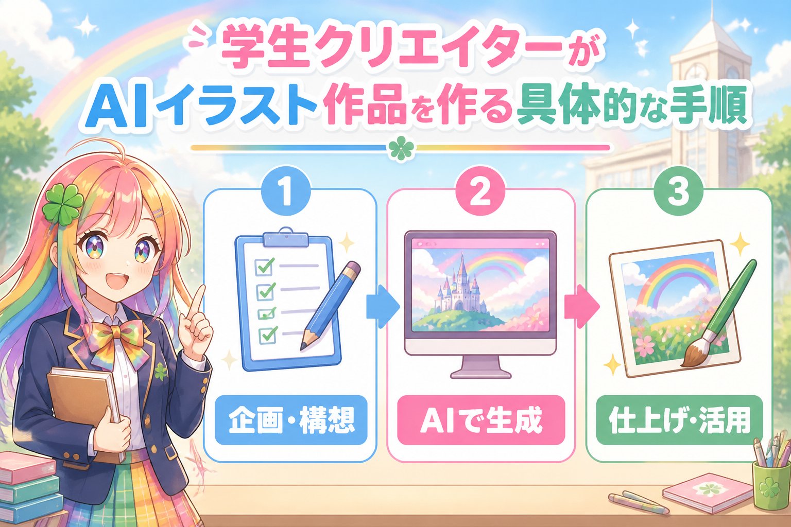 AI画像生成 学生クリエイターがAIイラスト作品を作る具体的な手順