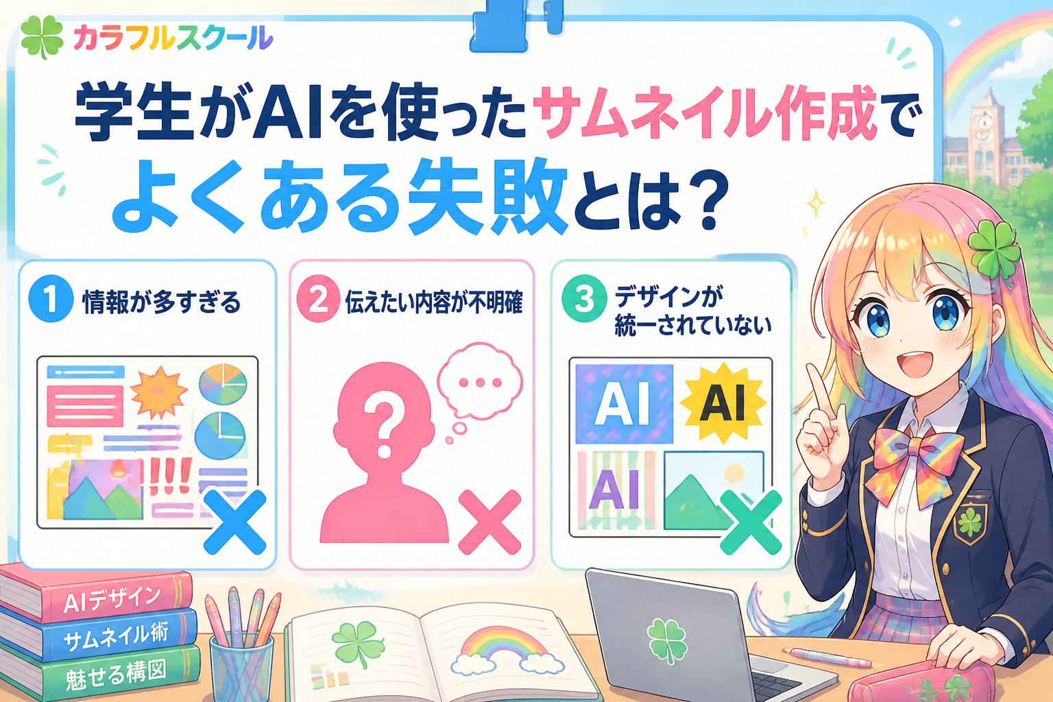 AI画像生成 学生がAIを使ったサムネイル作成でよくある失敗とは？